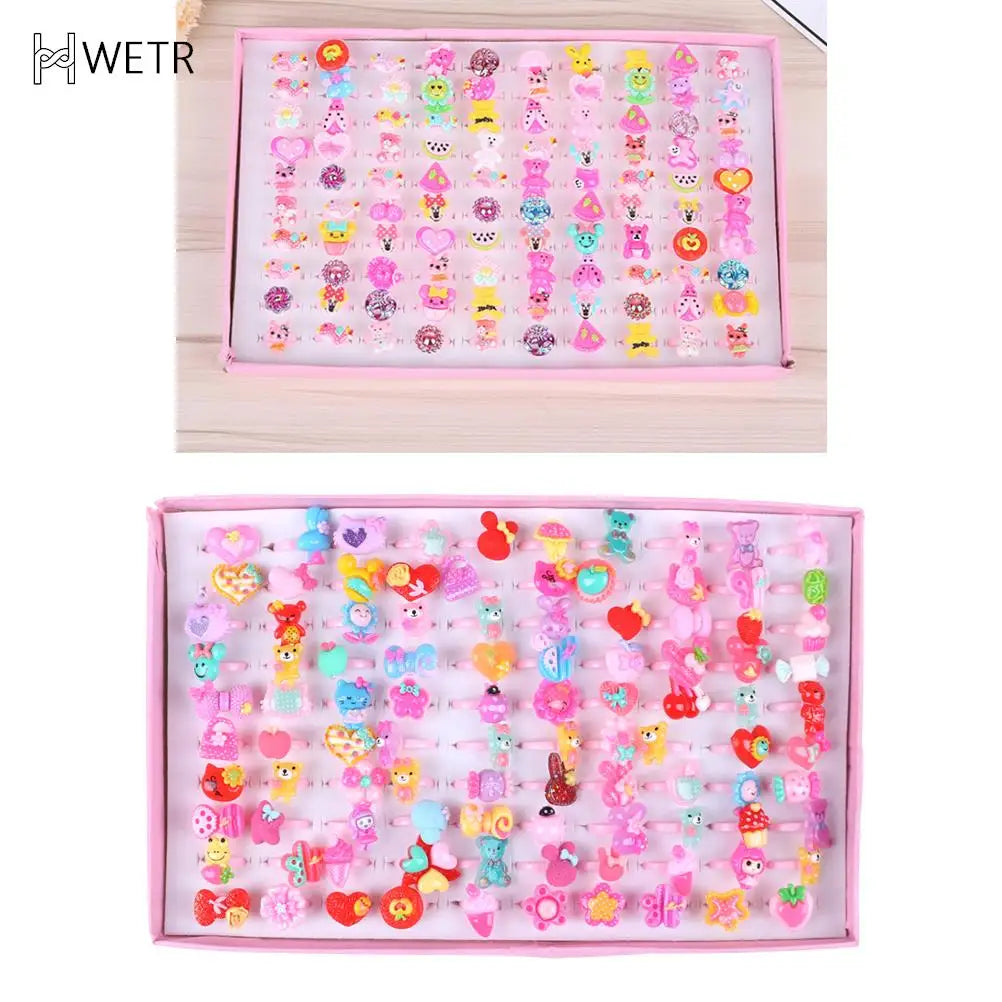 10 Pcs Kids Rings Set for Girls | Cute Colorful Resin Rings | Party Favors | Ships USA & Australia