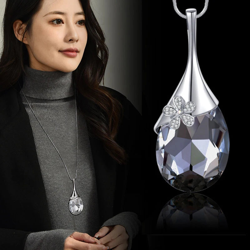 Vintage Crystal Sweater Chain 2025 | Water Drop Long Necklace | Wedding Party