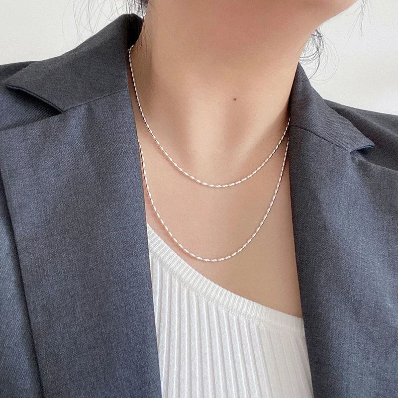 925 Sterling Silver Geometric Beads Necklace | Delicate Choker | USA Australia
