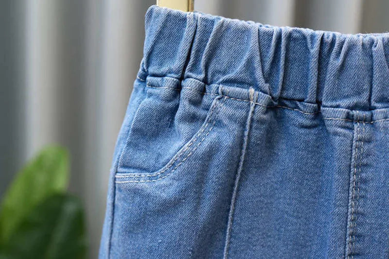 2024 Autumn Elastic Kids Jeans | Girls Cute Bow Denim Flared Pants | Ages 3-12 | USA