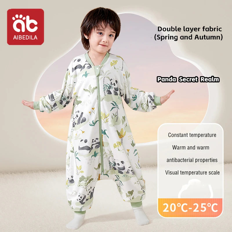 AIBEDILA Kids Onesie Boys Girls Long Sleeve Bamboo Cotton Pajamas Children Winter Cartoon Pyjama Baby Sleepwear Sleeping Bag