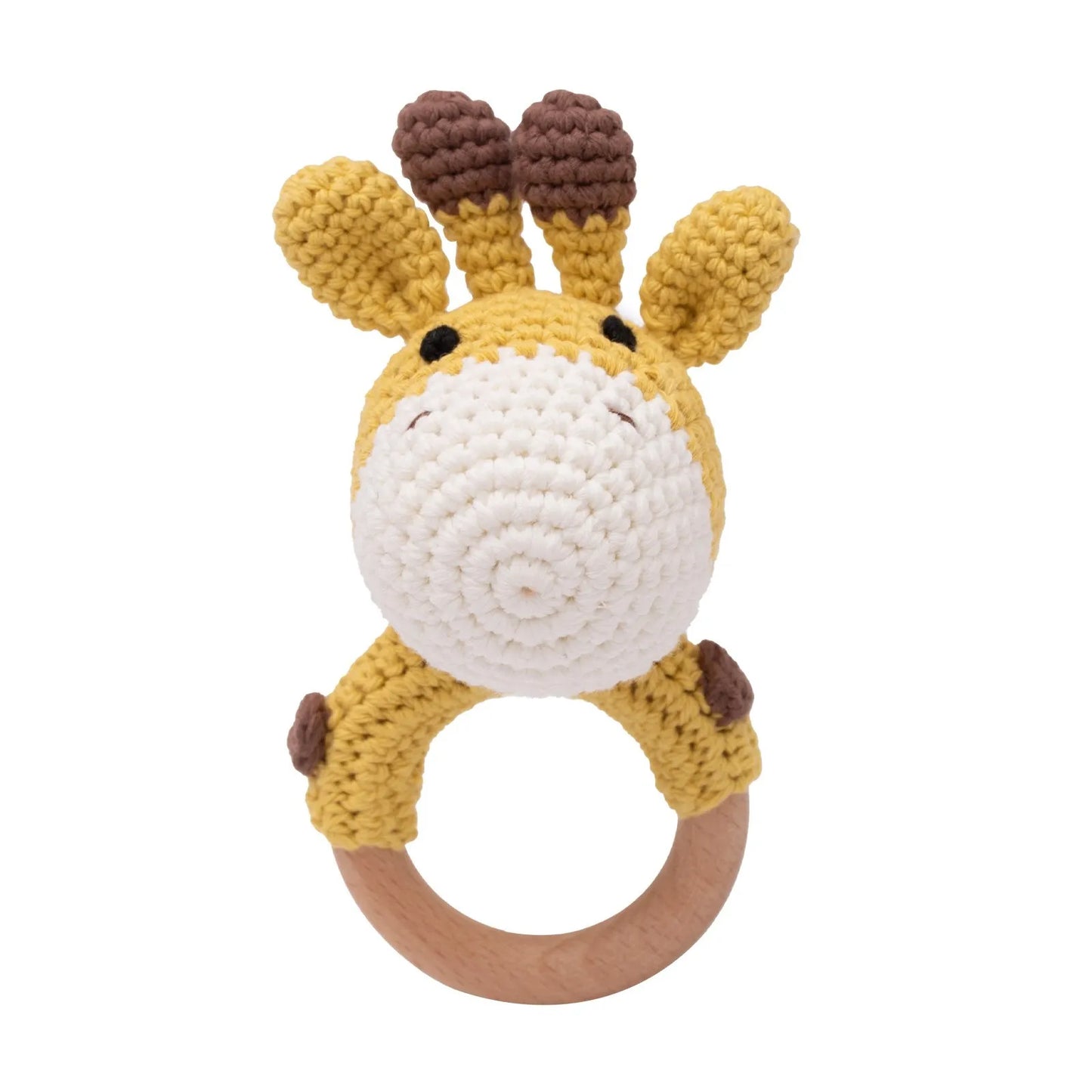 Wooden Elephant Rattle Teether | Crochet Baby Toy Montessori | USA Australia