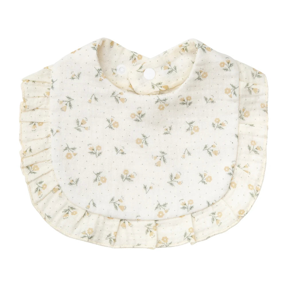 Flower Print Baby Bibs | Adjustable Muslin Cotton Burp Cloths | Girls | USA