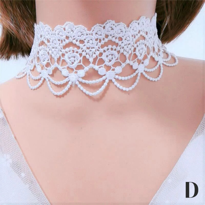 Vintage Gothic Tattoo Lace Choker | Black Crystal Pendant | Boho Jewelry | USA