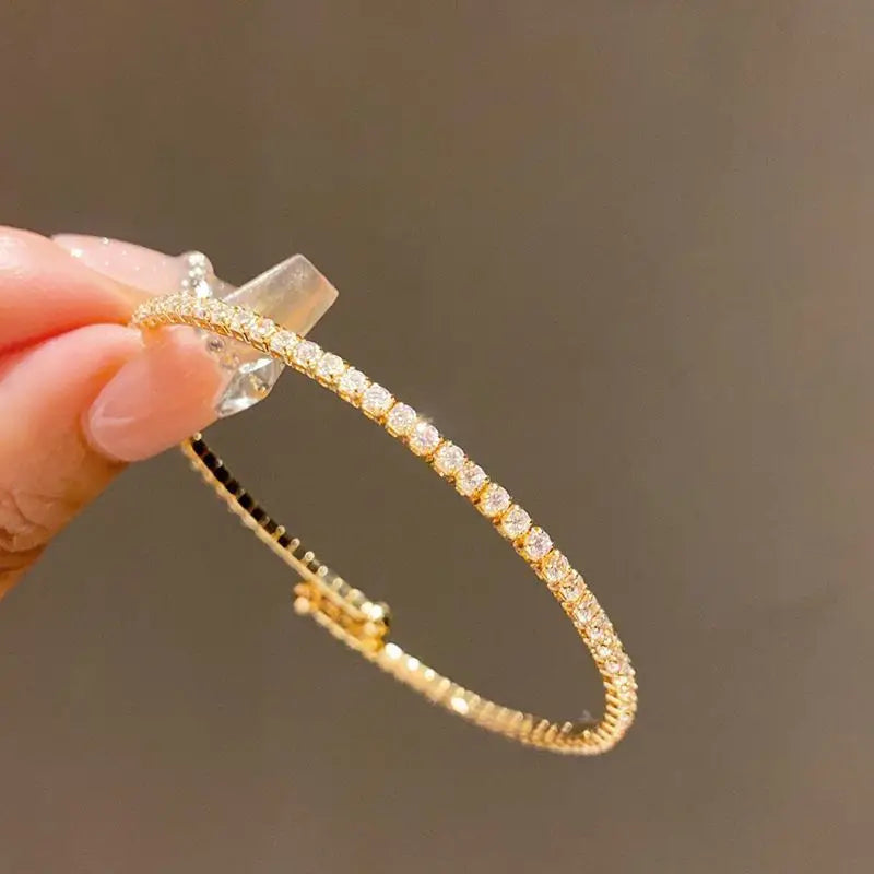 Full Zircon Cuff Bracelet | Gold Plated Copper Minimalist Bangle | USA Australia