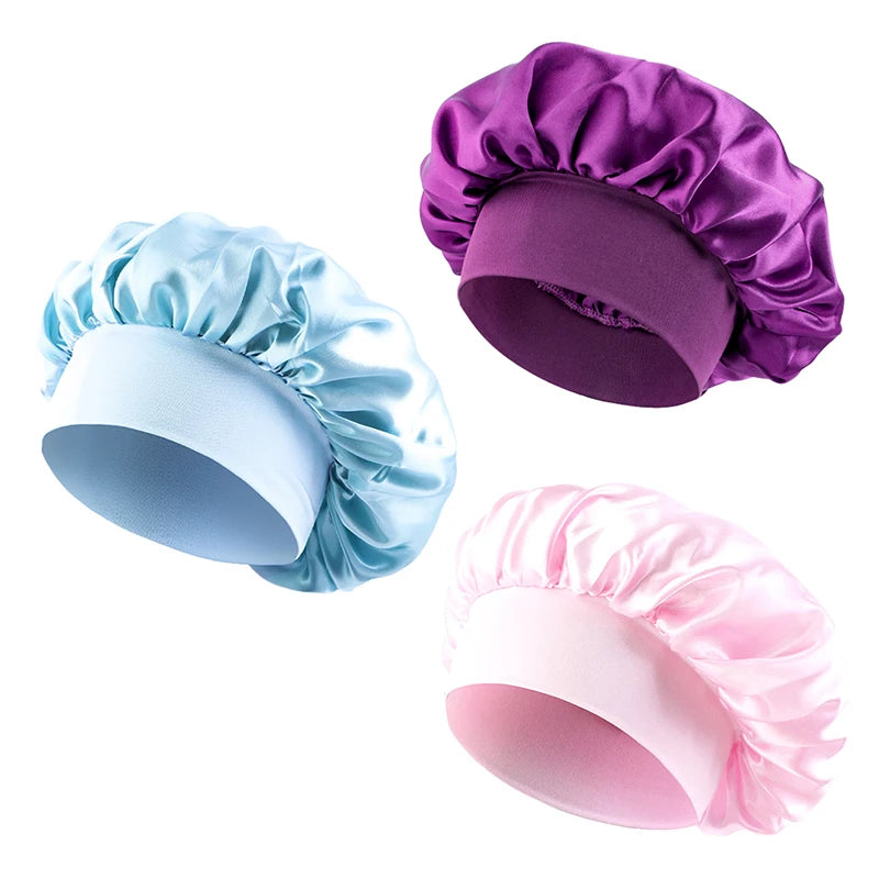 Kids Satin Night Sleep Cap | Wide Band Elastic Turban | Boys Girls | USA