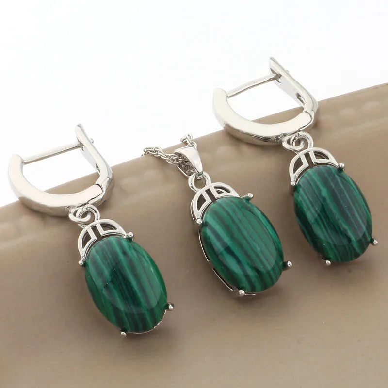 Luxury 585 Rose Gold Color Wedding Jewelry Sets Natural Stone Jewelry Set High Quality Dangle Earring Necklace Sets Gifts