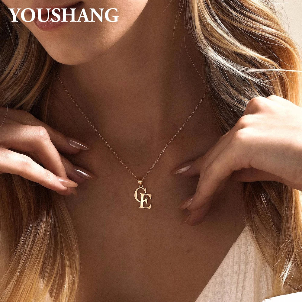 Personalized Couple's Initials Necklace | Stainless Steel Double Letter