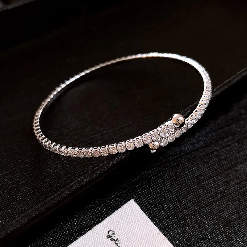 Full Zircon Cuff Bracelet | Gold Plated Copper Minimalist Bangle | USA Australia
