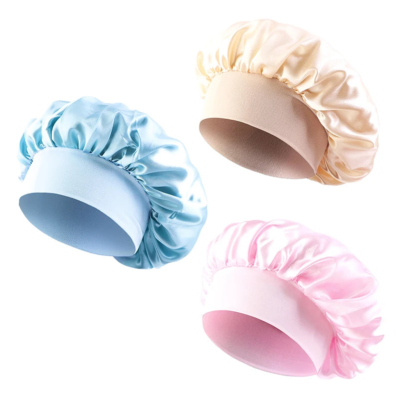 Kids Satin Night Sleep Cap | Wide Band Elastic Turban | Boys Girls | USA