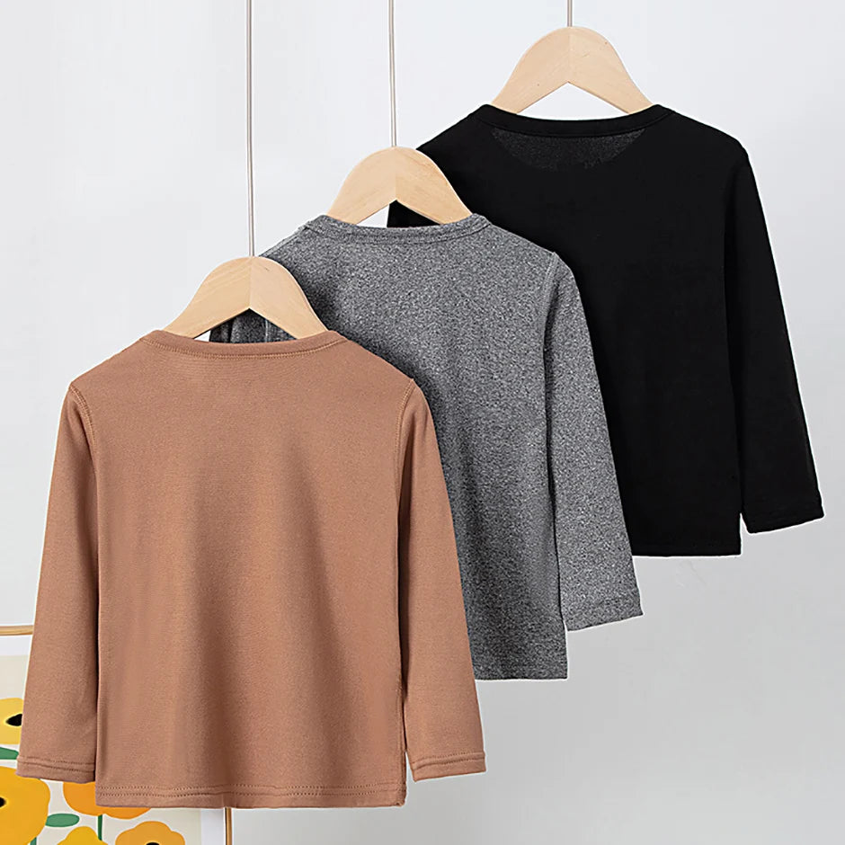 1/3/5 Pack Children's Solid Color Long Sleeve T-shirt | Boys Girls | USA