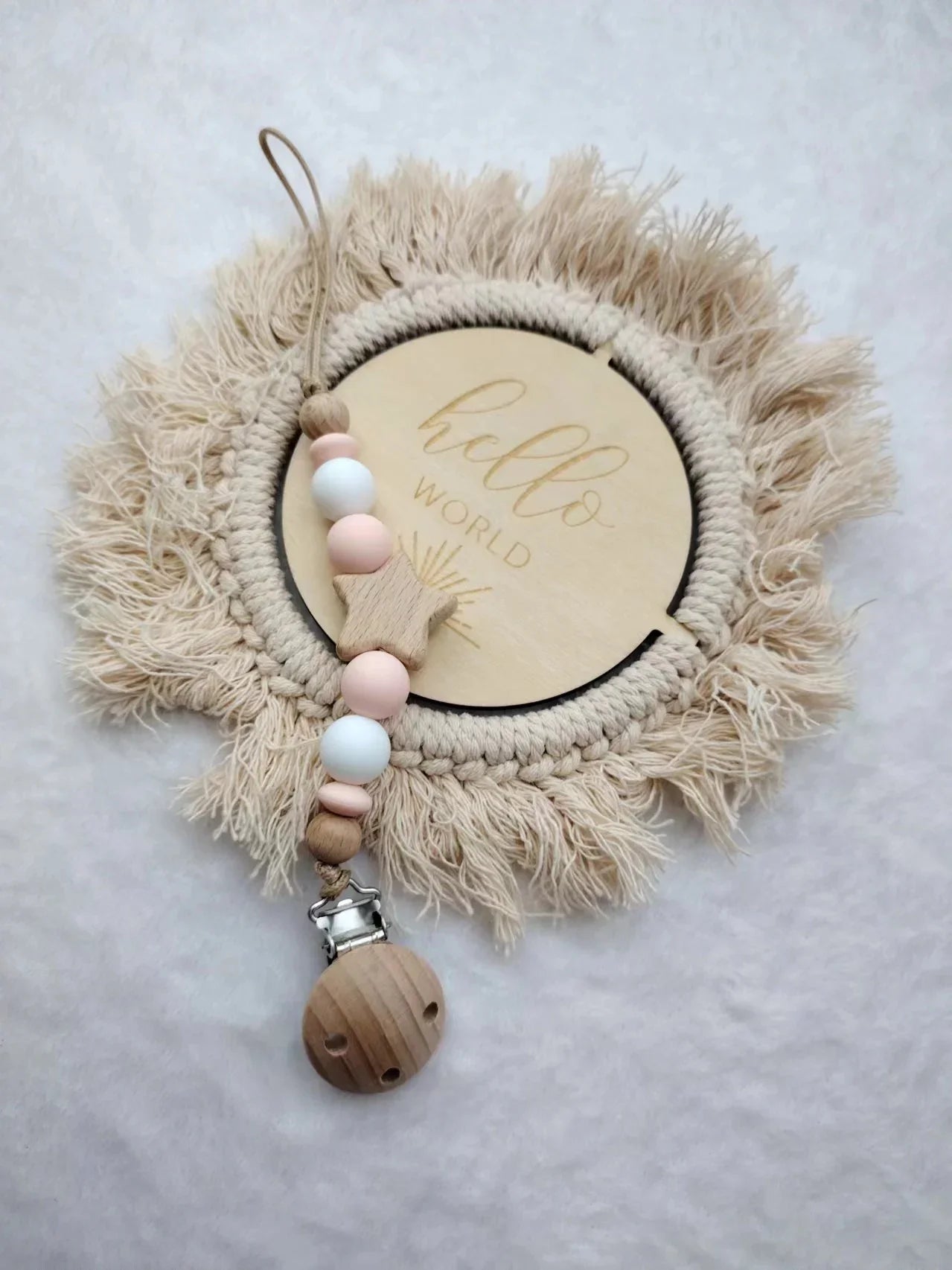 Custom Name Wooden Pacifier Chain | Silicone Bead Dummy Holder | USA Australia
