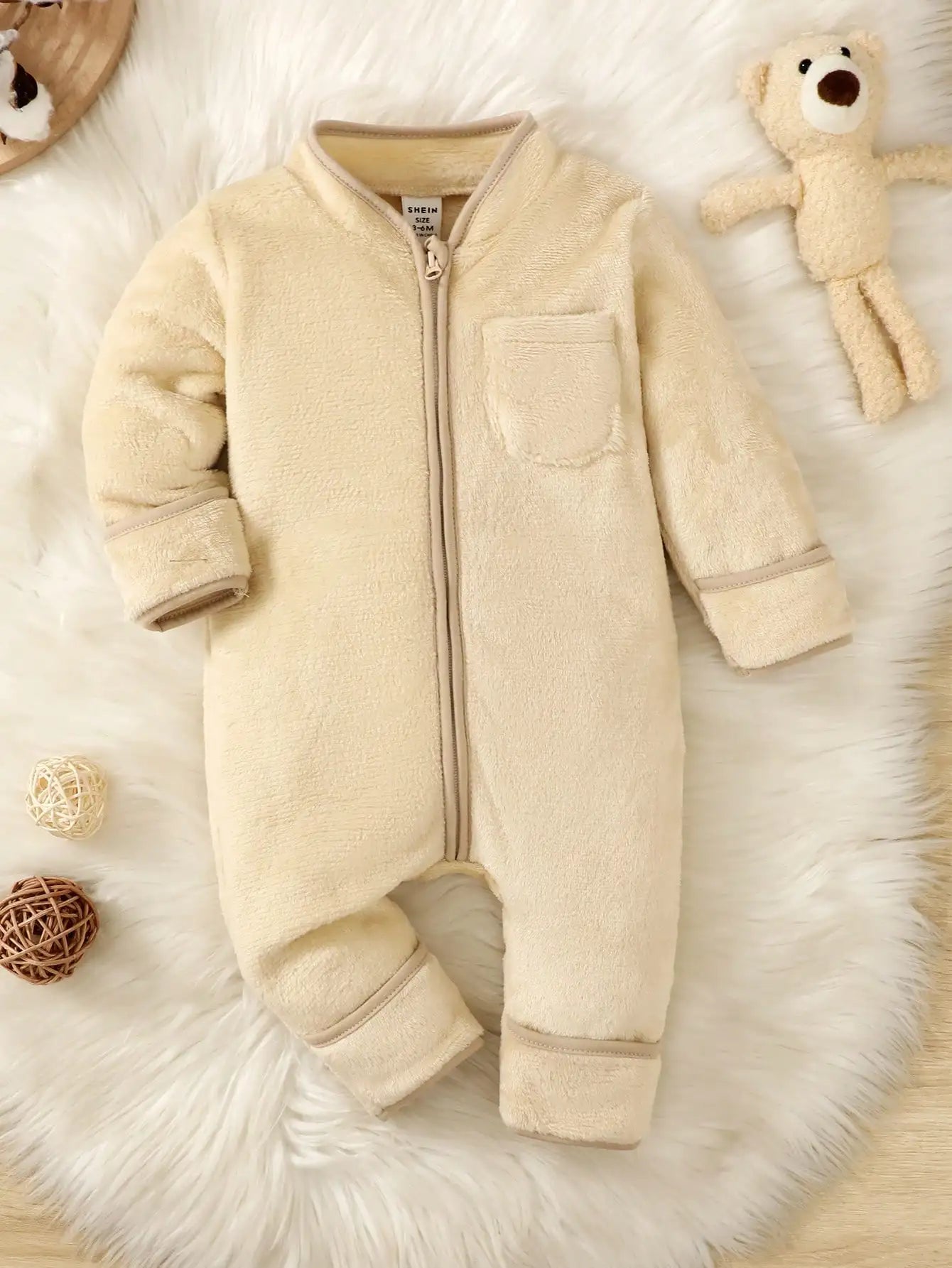 Autumn Apricot Baby Boy Jumpsuit | Long Sleeve Zipper Onesie | USA Australia