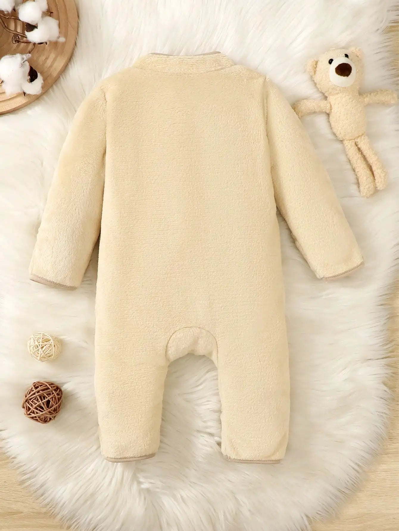 Autumn Apricot Baby Boy Jumpsuit | Long Sleeve Zipper Onesie | USA Australia