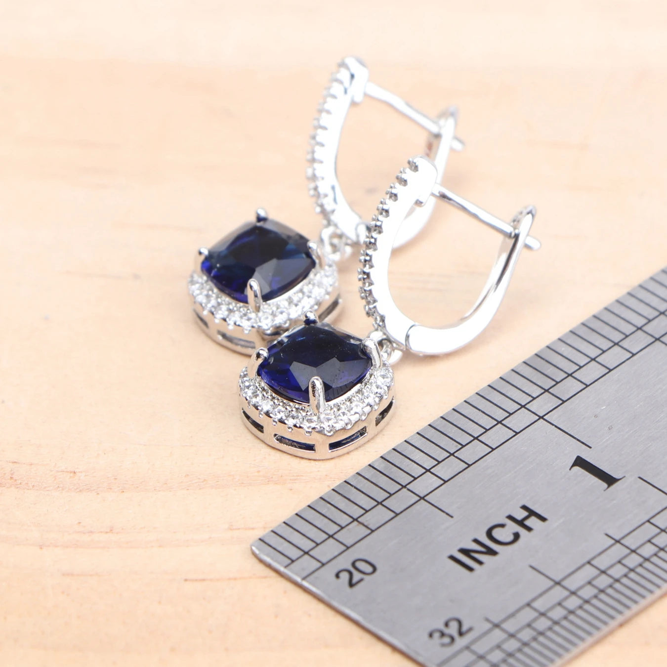 925 Silver Women Bridal Jewelry Sets Blue Cubic Zirconia Wedding Earrings Rings Bracelets Pendant Necklace Set