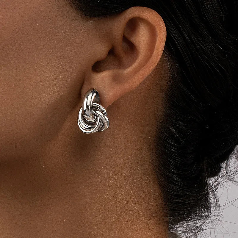 Half Flower Stud Earrings - Gold Minimalist Irregular Petal Design