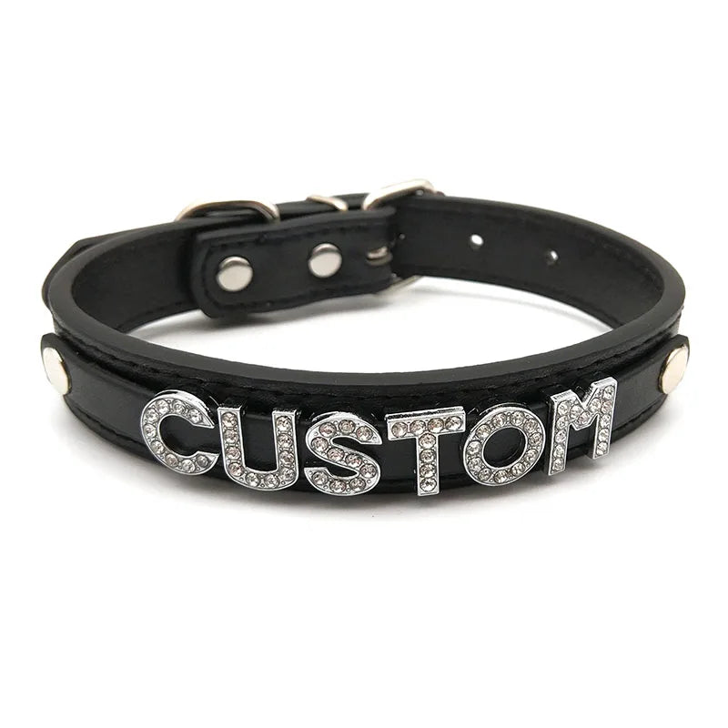 Sexy PU Leather Custom Name Choker | Personalized Collar Necklace | Women and Men