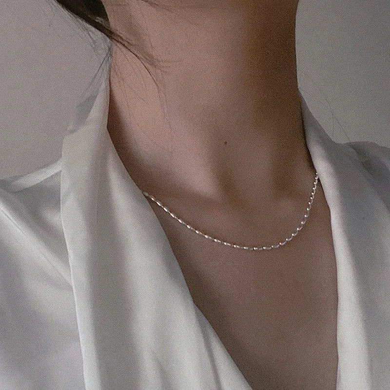925 Sterling Silver Geometric Beads Necklace | Delicate Choker | USA Australia