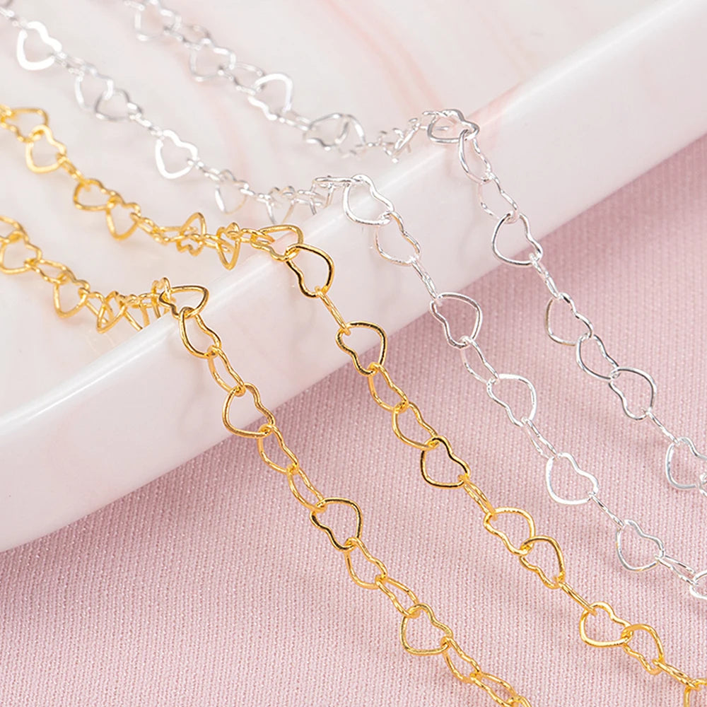 5Meters 1Meter 3mm Necklace Love Heart Chain Silver Gold Copper Link Chains Bracelet for Jewelry Making DIY Components Handmade