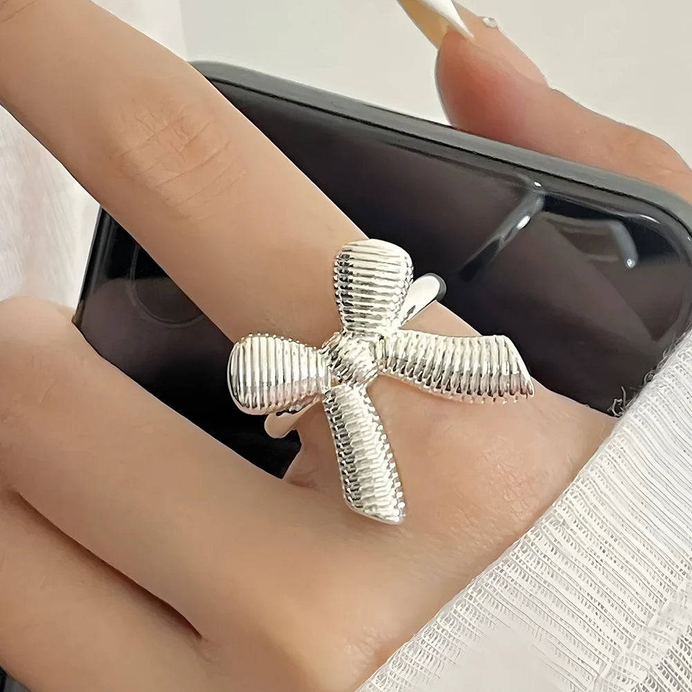 Sterling Silver Flower Lace Ring | CZ Adjustable Korean Fashion | Women | USA
