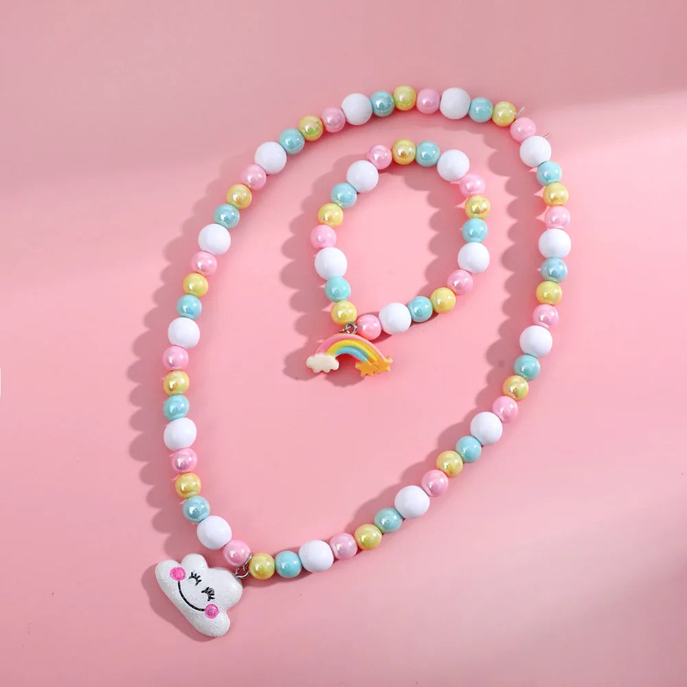 DIY Candy Bead Necklace Bracelet Set for Girls | Colorful Kids Jewelry | Ships USA & Australia