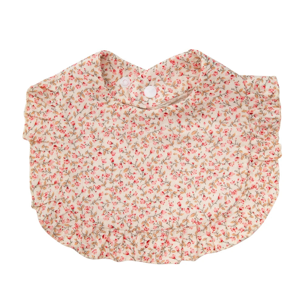 Flower Print Baby Bibs | Adjustable Muslin Cotton Burp Cloths | Girls | USA