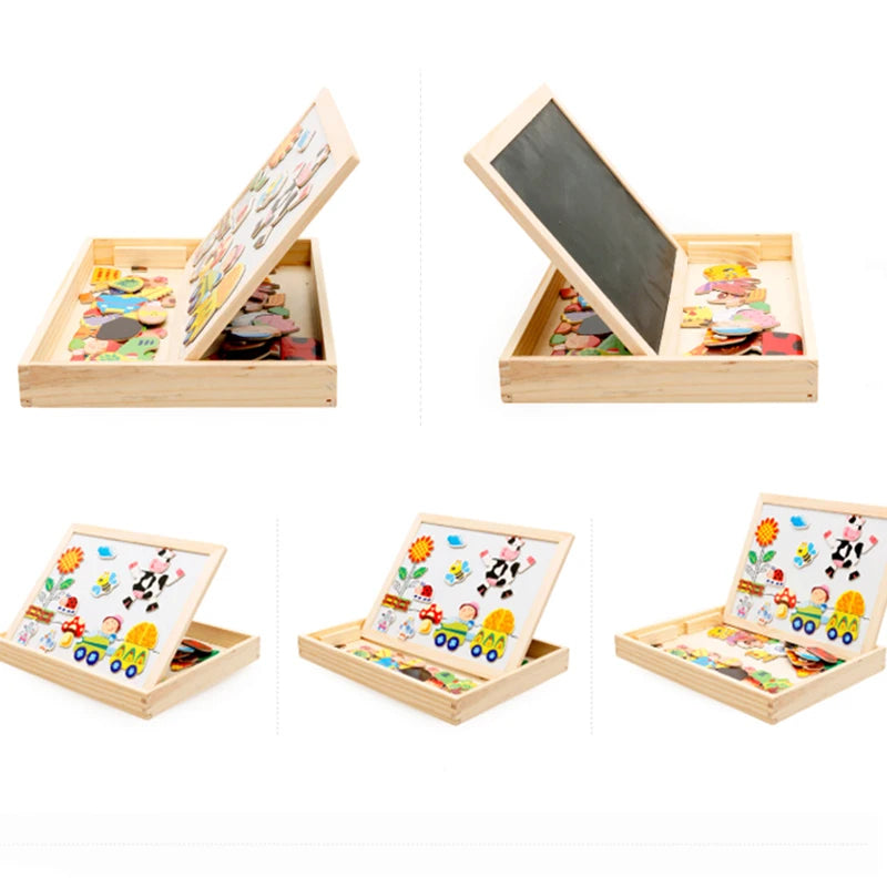 Wooden Magnetic Drawing Board | Animal Puzzle Learning Toy | Kids | USA Australia