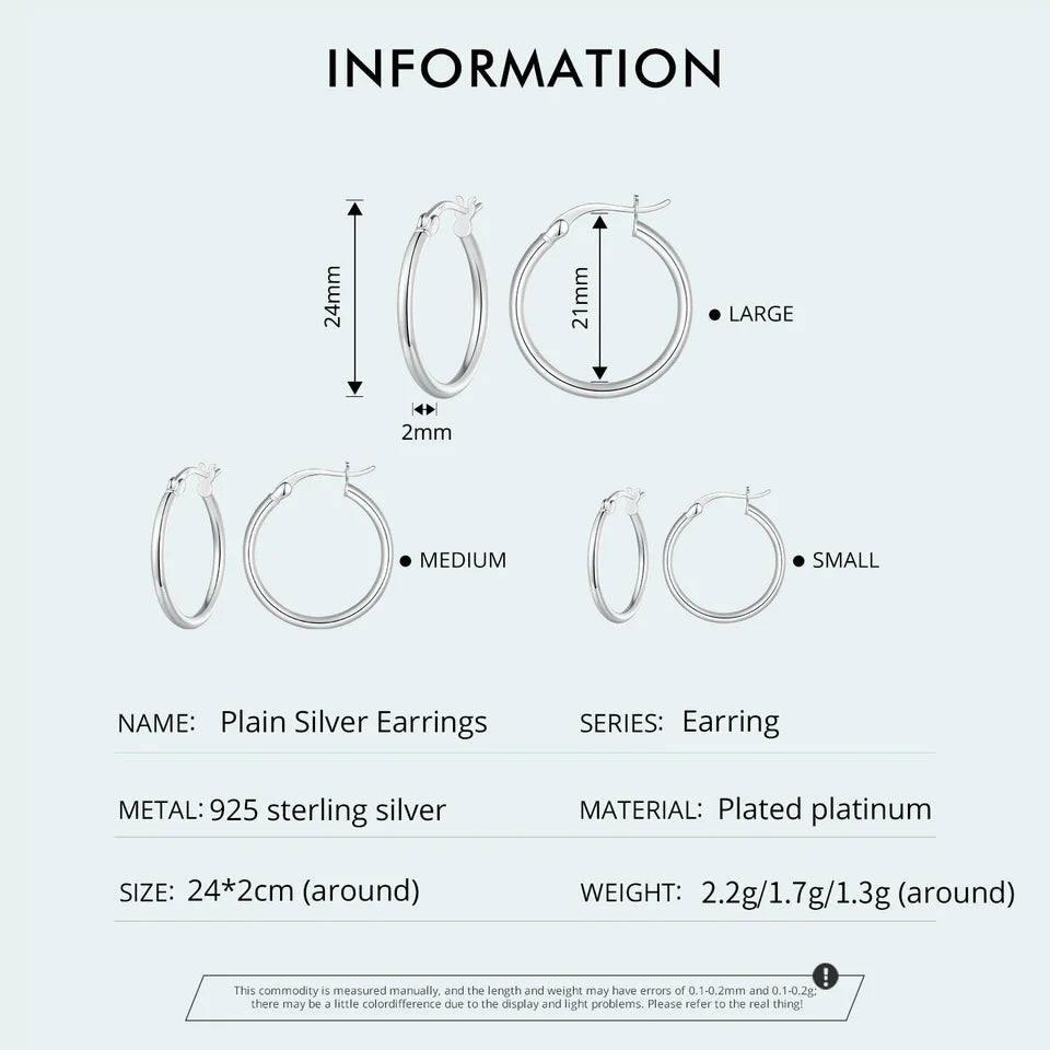 Classic Sterling Silver Hoop Earrings - Bold Hypoallergenic Hoops