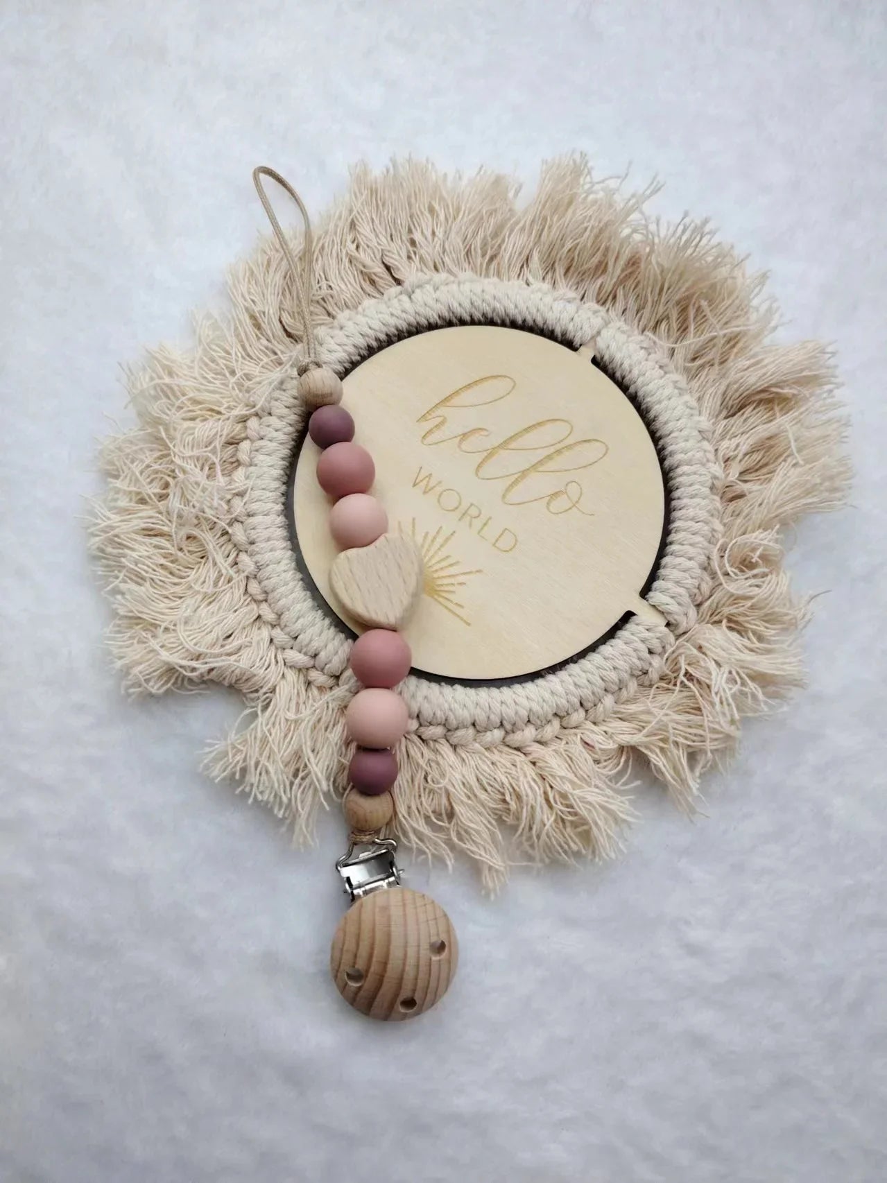 Custom Name Wooden Pacifier Chain | Silicone Bead Dummy Holder | USA Australia