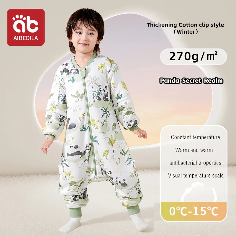 AIBEDILA Kids Onesie Boys Girls Long Sleeve Bamboo Cotton Pajamas Children Winter Cartoon Pyjama Baby Sleepwear Sleeping Bag