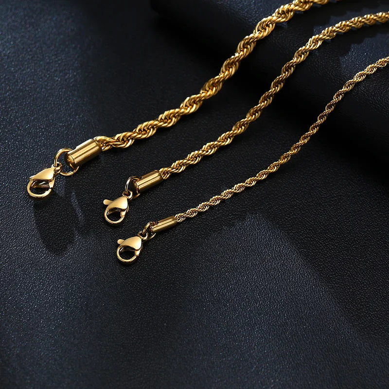 Unisex Rope Chain Bracelet | Stainless Steel Twisted Links | Women Men | USA