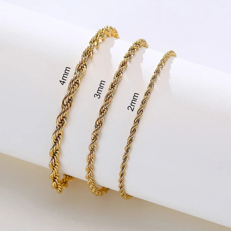 Unisex Rope Chain Bracelet | Stainless Steel Twisted Links | Women Men | USA