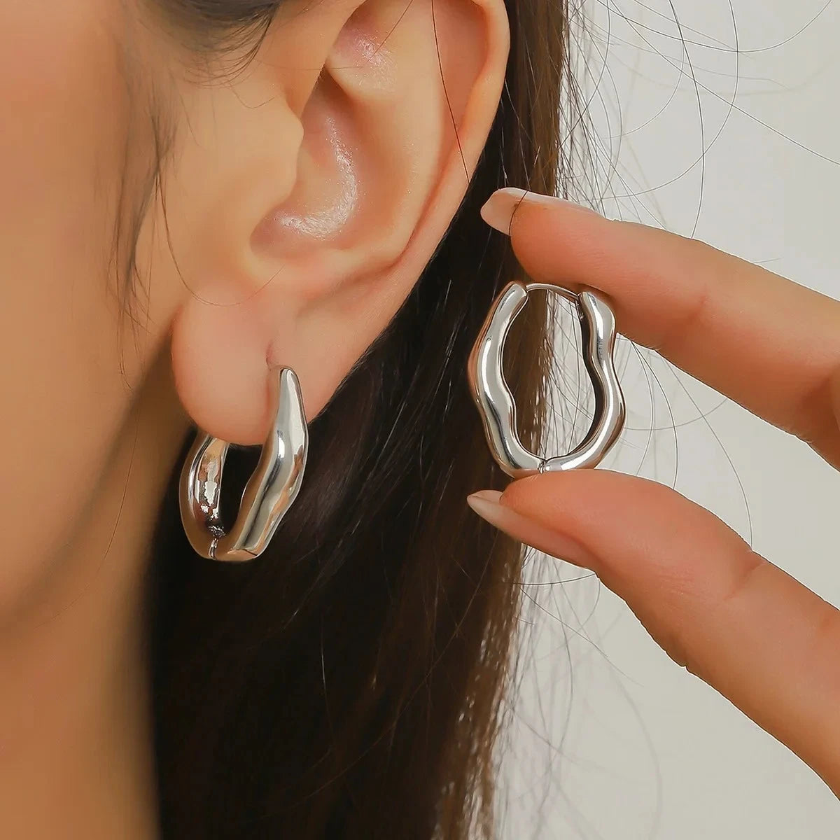 Half Flower Stud Earrings - Gold Minimalist Irregular Petal Design