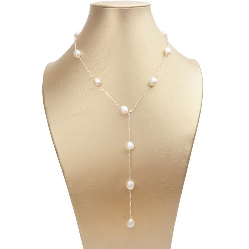 ASHIQI 925 Sterling Silver Baroque Pearl Necklace | Vintage Handmade | USA Australia