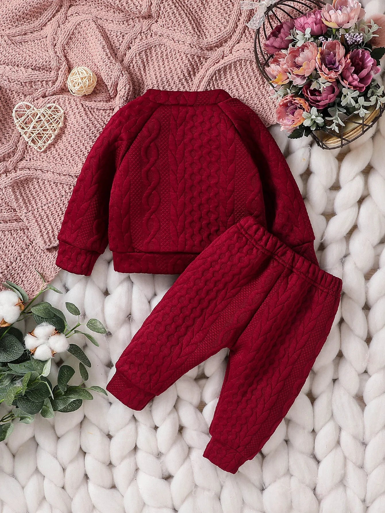 Baby unisex Solid Autumn 2Pcs Casual Outfits Long Sleeve Sweatshirt & Fall Pants For Daily