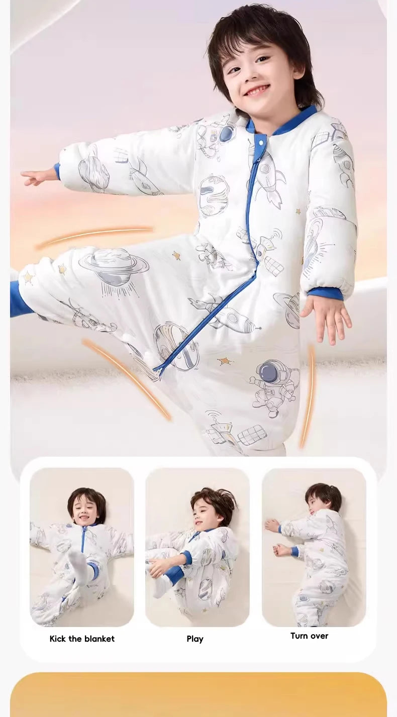 AIBEDILA Kids Onesie Boys Girls Long Sleeve Bamboo Cotton Pajamas Children Winter Cartoon Pyjama Baby Sleepwear Sleeping Bag