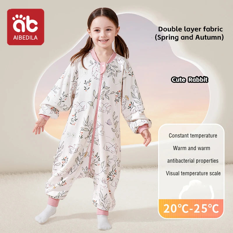 AIBEDILA Kids Onesie Boys Girls Long Sleeve Bamboo Cotton Pajamas Children Winter Cartoon Pyjama Baby Sleepwear Sleeping Bag