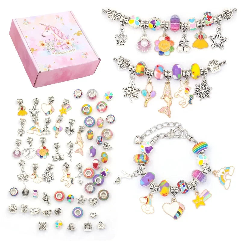 Girl DIY Handmade Beaded Jewelry Kit | Charm Bracelet Set | Craft Toy Gift | USA