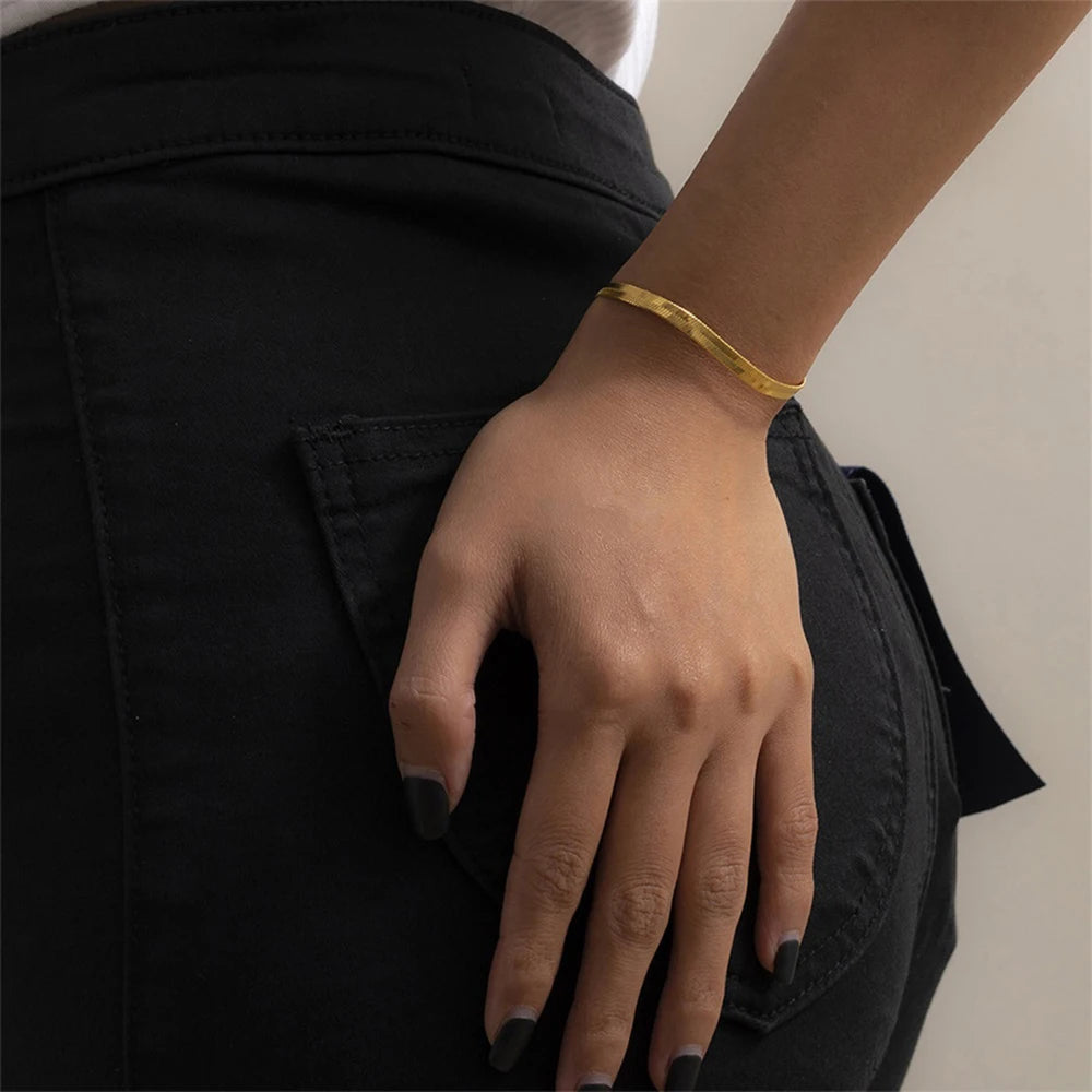Stainless Steel Snake Chain Bracelet | Gold Plated 2-5mm Width | USA Australia