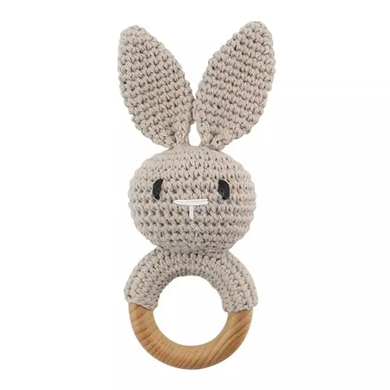 Wooden Elephant Rattle Teether | Crochet Baby Toy Montessori | USA Australia