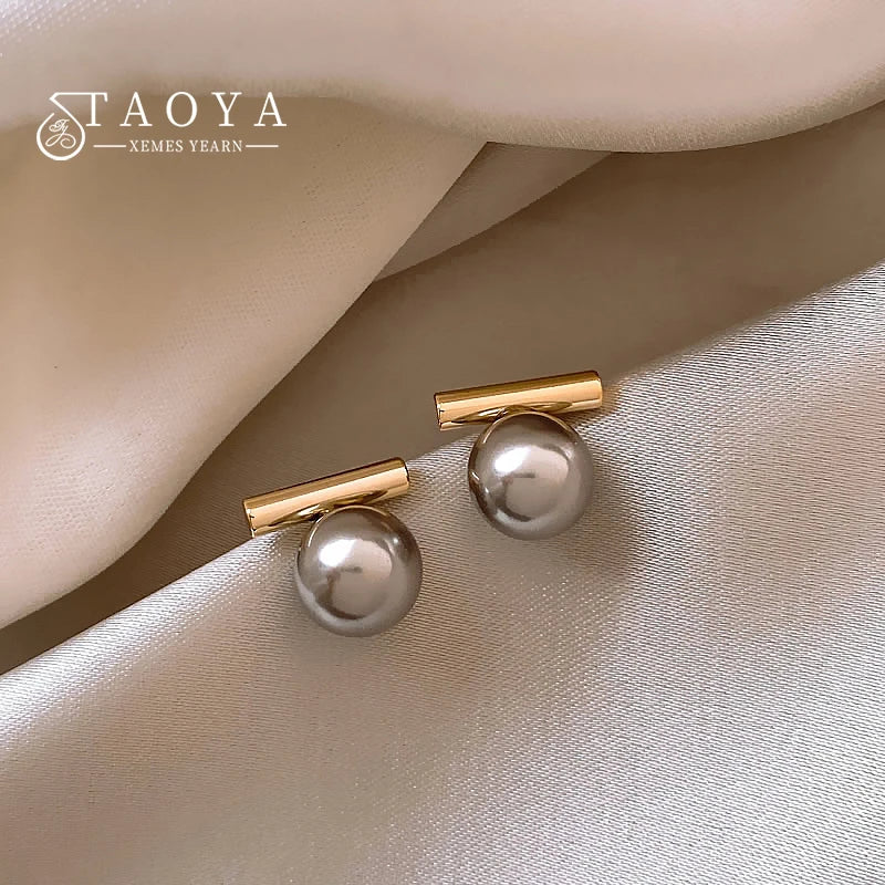 French Minimalist Grey Pearl Pendant Earrings - 2025 Fashion Jewelry