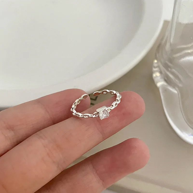 Sterling Silver Flower Bow Ring - Love Combination Adjustable Design