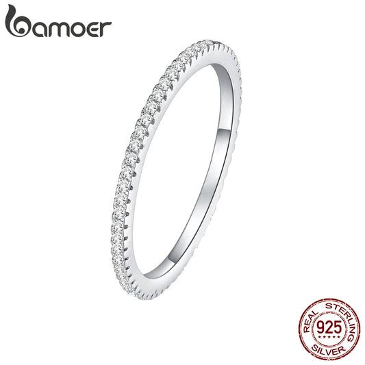 CZ Eternity Ring - White Gold Plated Sterling Silver Band