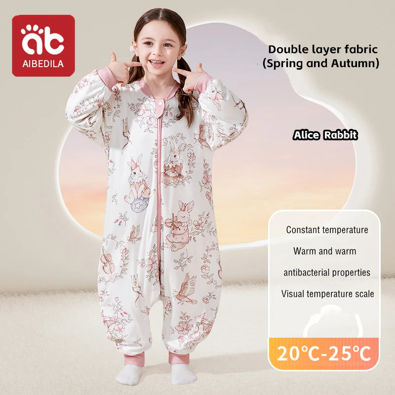 AIBEDILA Kids Onesie Boys Girls Long Sleeve Bamboo Cotton Pajamas Children Winter Cartoon Pyjama Baby Sleepwear Sleeping Bag