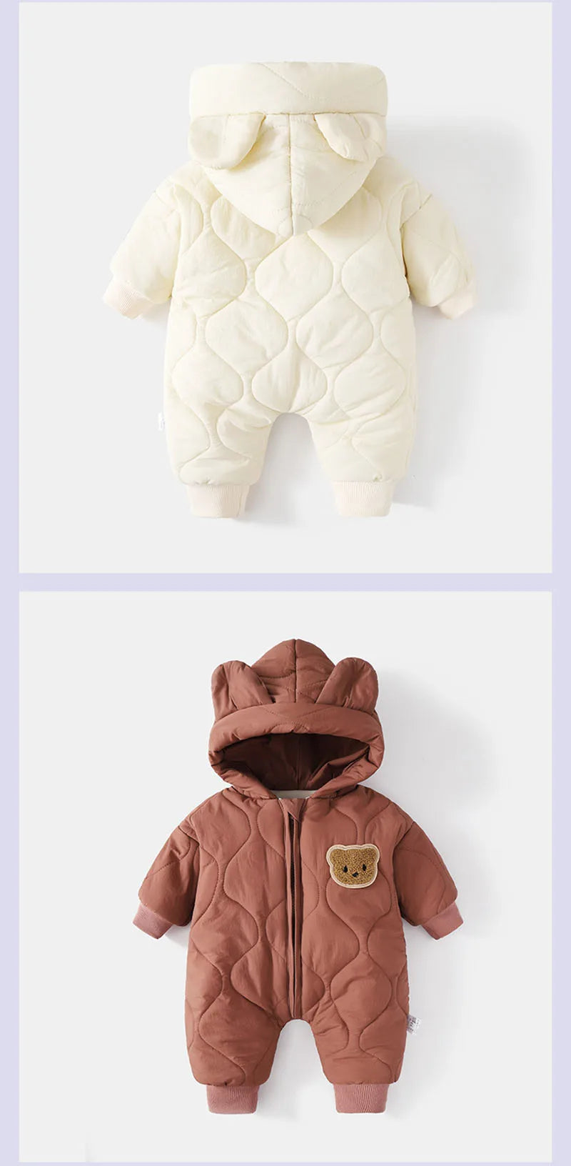 Winter Baby Fur Lining Romper | Warm Toddler Cartoon Bear Jumpsuit | USA
