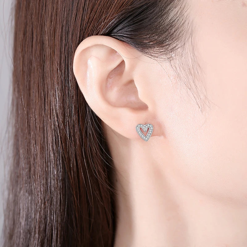 925 Sterling Silver Crystal Earrings - Rose Gold Crown Heart Bee Set