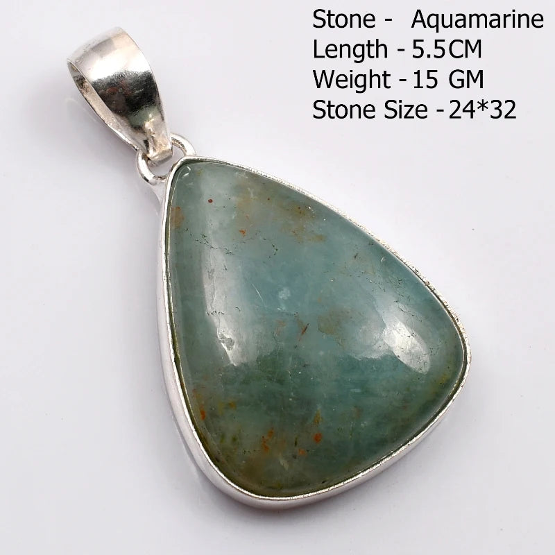 Genuine Aqumarine Pendant Women Jewelry gift