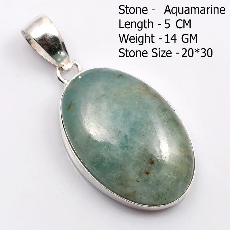 Genuine Aqumarine Pendant Women Jewelry gift