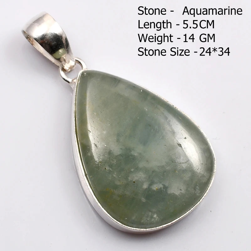 Genuine Aqumarine Pendant Women Jewelry gift