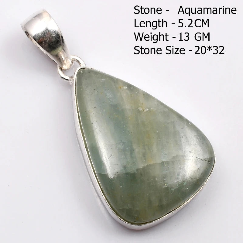 Genuine Aqumarine Pendant Women Jewelry gift